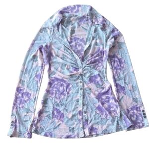 Free People Purple Floral Blouse